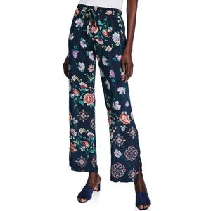 * SOLD * Johnny Was Vega Floral-Print Side-Slit Drawstring Pants  - size XL